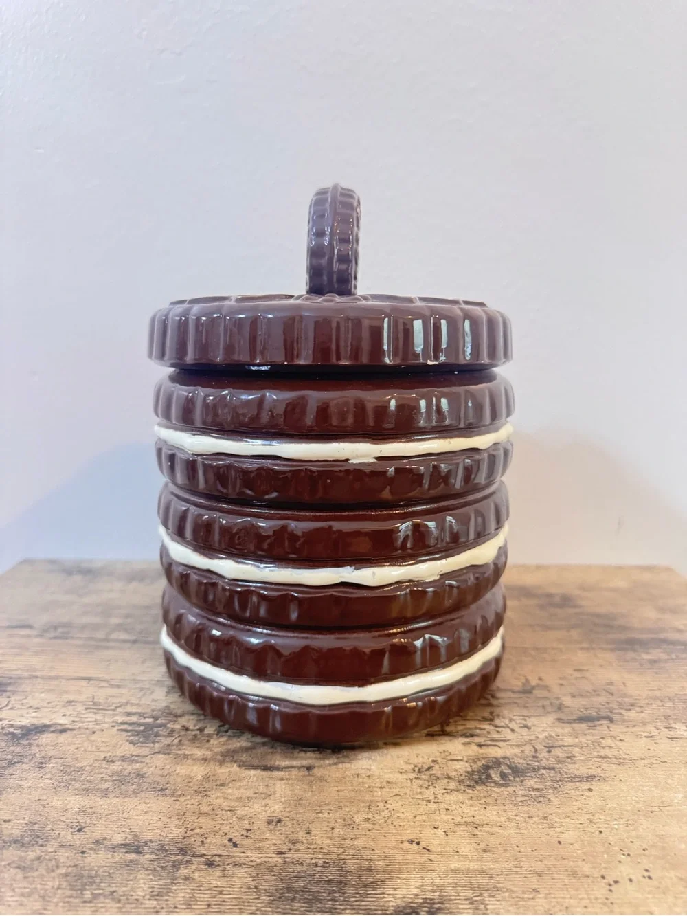 Cookie Stack Ceramic Canister - Chocolate Brown